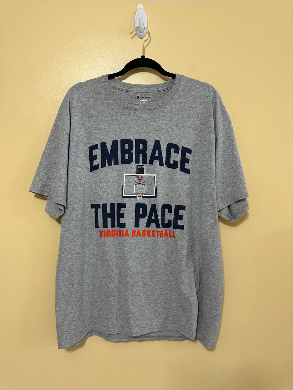 Champion Virginia Cavaliers Basketball Embrace The Pace Graphic Tee Men XL Gray